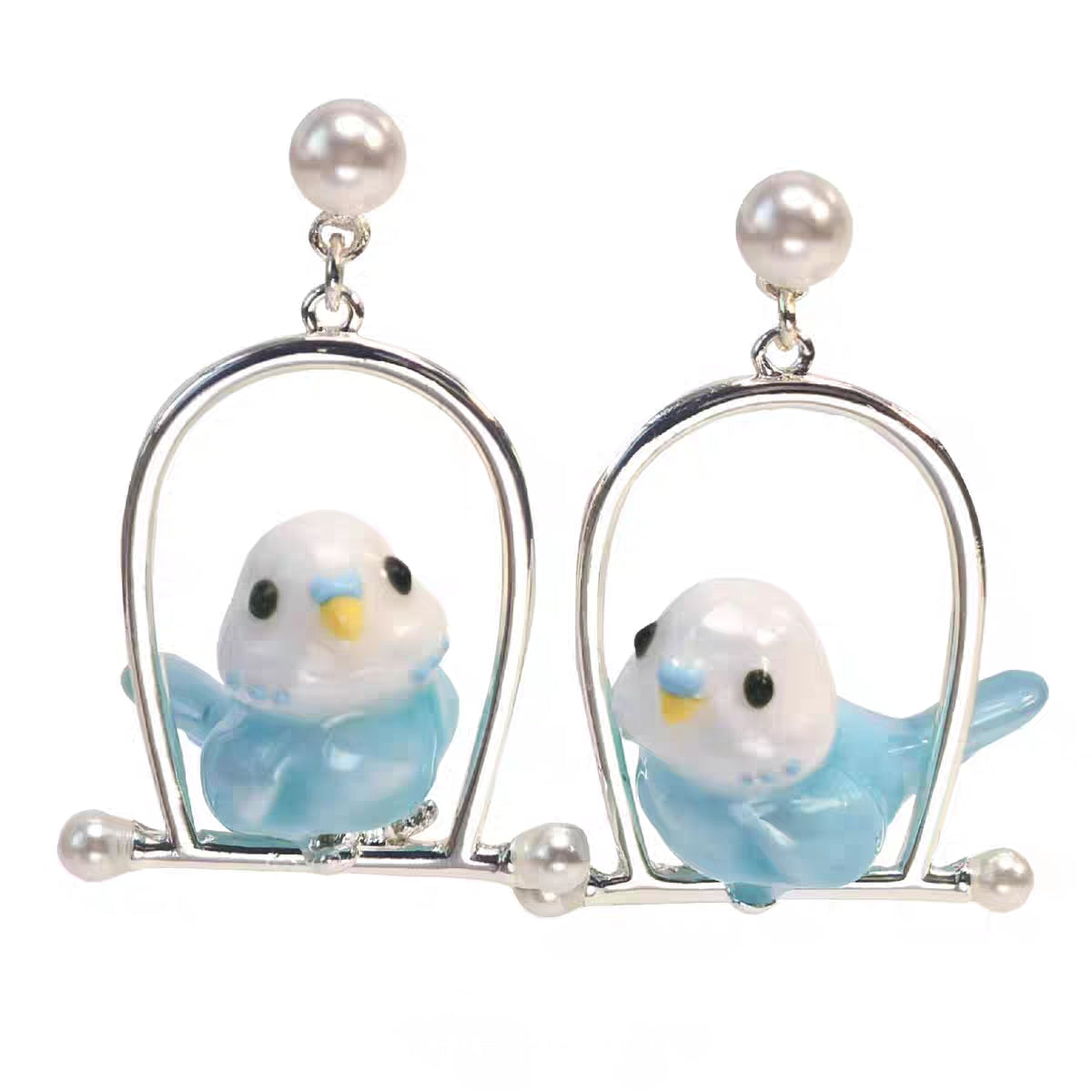 Birdhouse Parrot Pearl Earrings