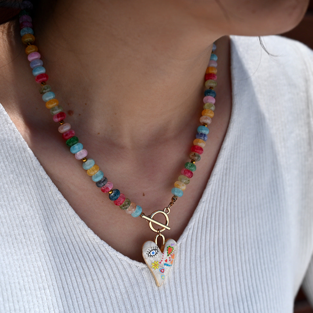 Charity-themed Pendant Fashion Vintage Beaded Necklace For Women